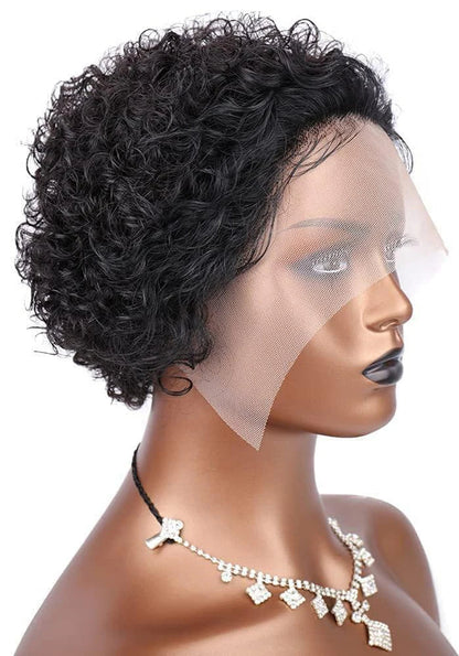 Short Curly Lace Front Wig – 13x4 Pixie Cut Human Hair Wig with Natural Hairline