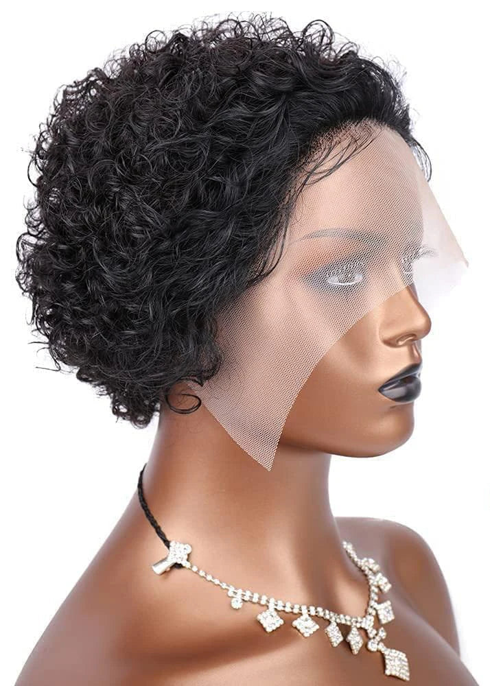Short Curly Pixie Cut Lace Front Wig – Hair, 13x4 Transparent Swiss Lace