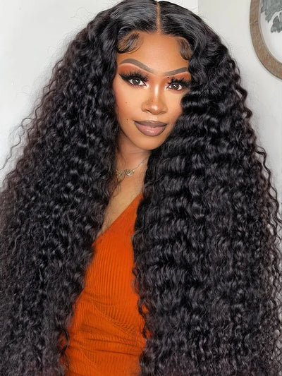 Long 26+ Inch Deep Wave Transparent Lace Frontal Wig – 100% Human Hair, Pre-Plucked, HD Lace