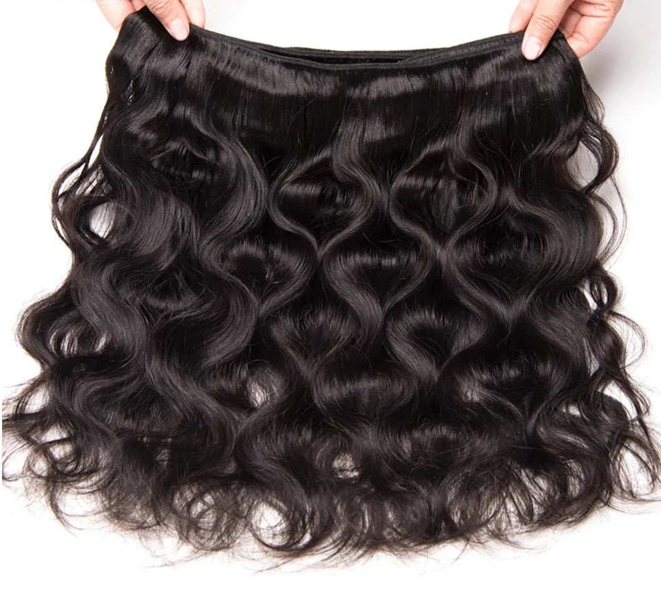 Beaufox Virgin Body Wave Human Hair Bundles – 100% Natural, Jet Black, Permed & Dyeable