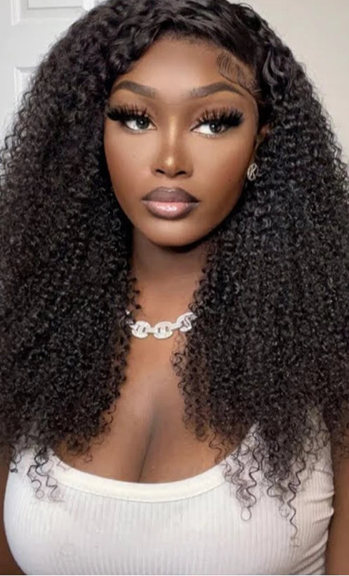 UNice Curly Weave Human Hair Bundles – 100% Natural Kinky Curly, Soft Swiss Lace, No Shedding