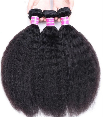 UNice Kinky Straight Hair Bundles – 100% Virgin Human Hair Extensions, Double Weft