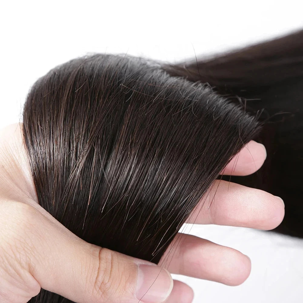 100% Straight Human Hair Extensions - Acid-Processed, Perm & Dye Ready for Darker Colors