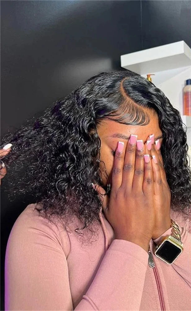 Deep Wave Lace Front Bob Wig – 13x4 HD Lace, 180% Density, Natural Pre-Plucked Hairline, 4-16 Inches