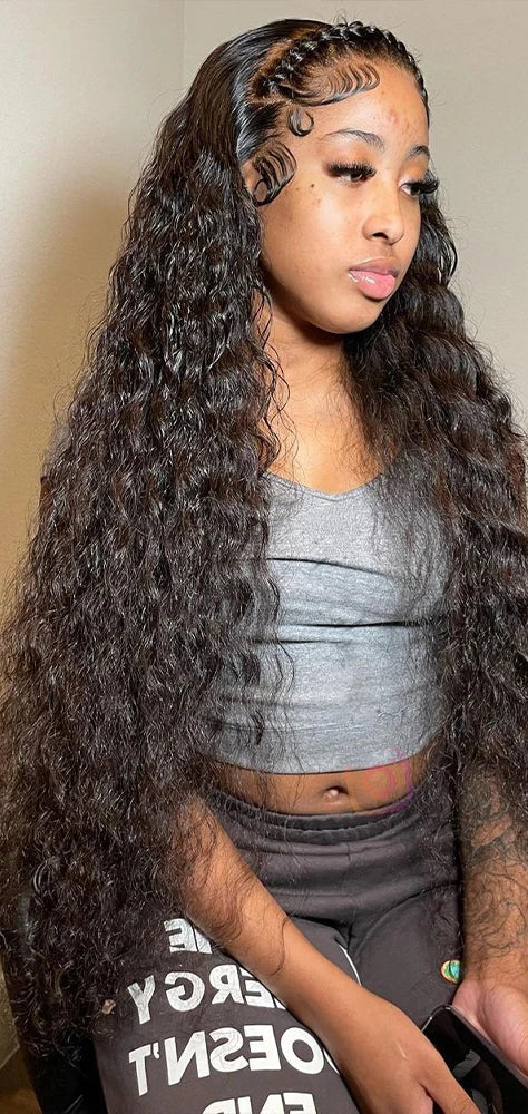 26+ Inch Deep Wave HD Lace Front Wig – Hair, Pre-Plucked Hairline with Baby Hair