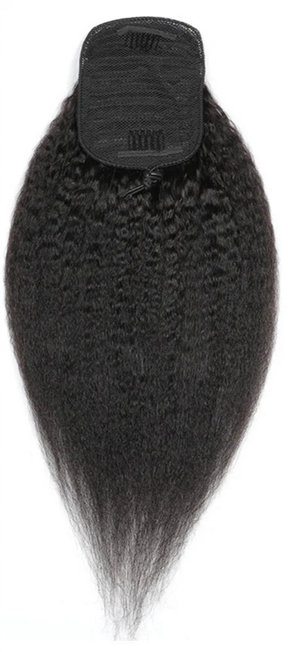 Kinky Straight Clip-In Ponytail Hair Extensions – Pure Color, Perm & Dye Friendly