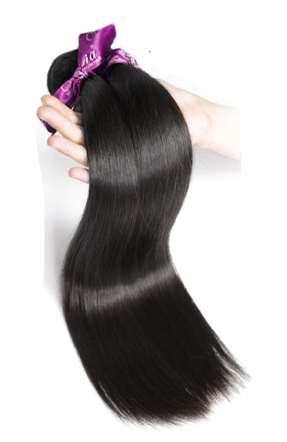 Premium Straight Human Hair Weave - Machine Double Weft, Straightened, Can Be Permed, Autumn-Ready, Suitable for Darker Dyes