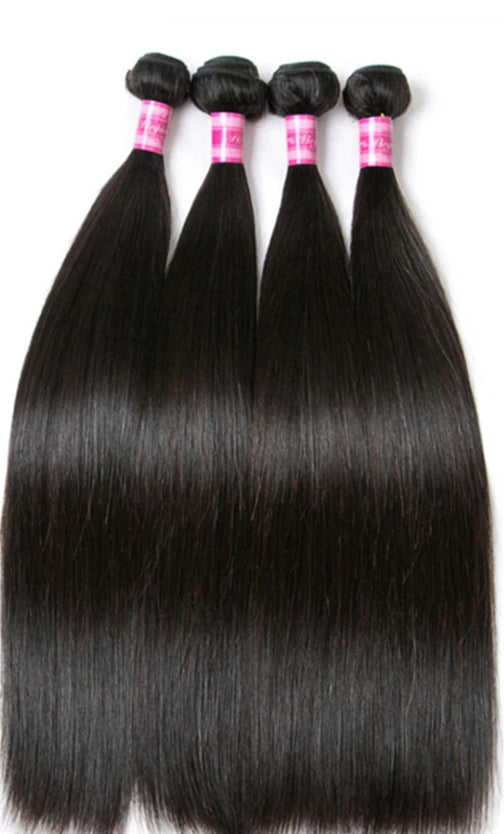 Premium Peruvian Straight Human Hair Bundles – Natural & Jet Black, 100% Hair
