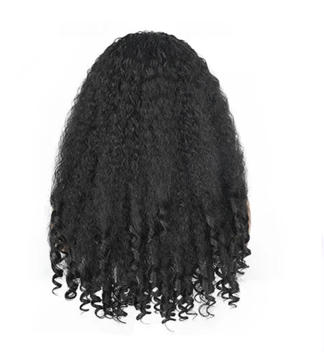 V Part Afro Curly Wig - 26+ Inch, High Temp Fiber, No Glue, Easy Install, 250% Density, Lightweight
