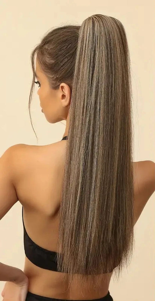 Premium Heat-Resistant Straight Synthetic Clip-In Ponytail Extension – Perfect for Daily Wear & Special Occasions