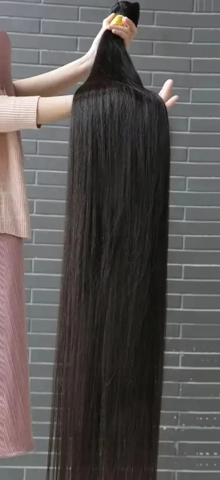Premium Straight Human Hair Weave - Machine Double Weft, Permed, No Chemical Processing, Suitable for Darker Dyes
