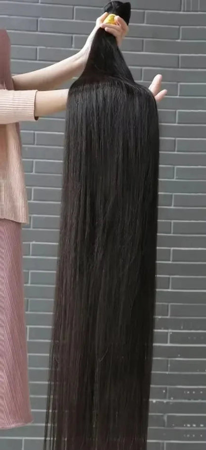 Premium Straight Human Hair Weave - Machine Double Weft, Permed, No Chemical Processing, Suitable for Darker Dyes
