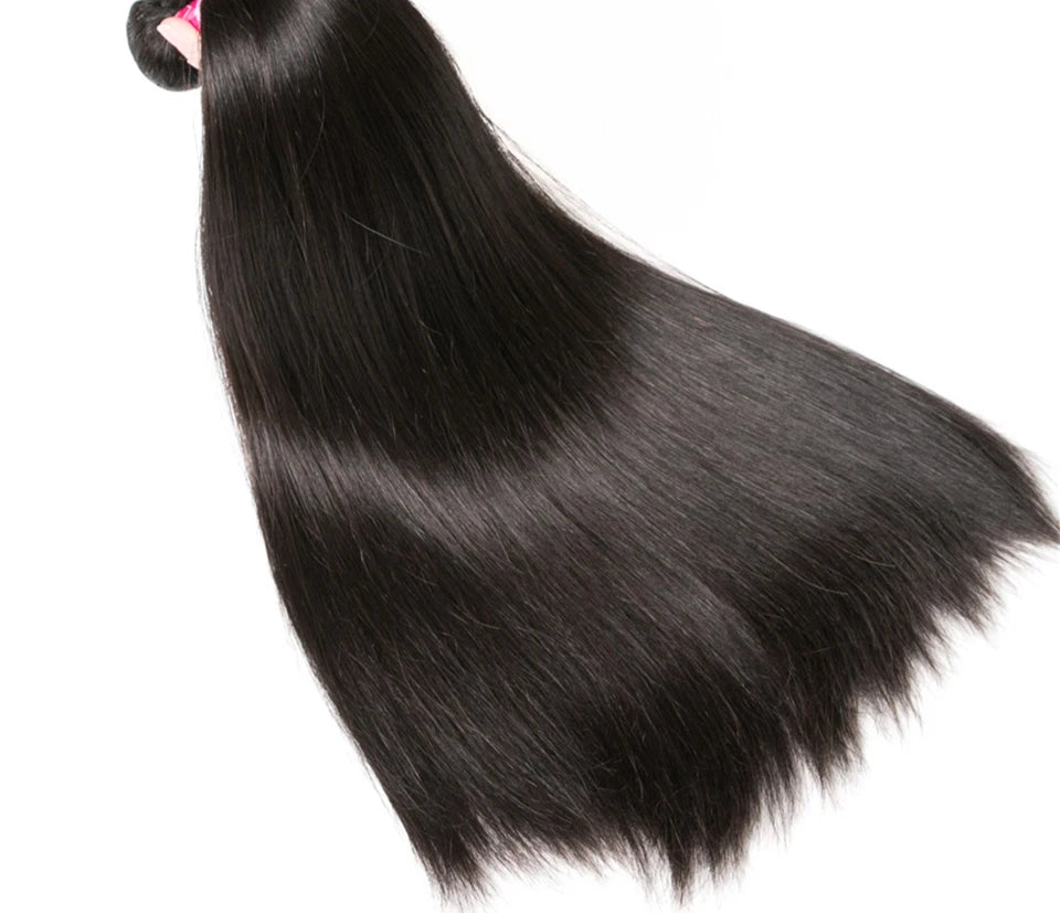 Younsolo Straight Virgin Hair Bundles – Human Hair Extensions, Natural Black, 8''-30''