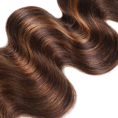 4/30 Highlight Body Wave Human Hair Bundles - 100% Highlighted Hair, Machine Double Weft, Can Be Permed & Dyed, Fast Delivery