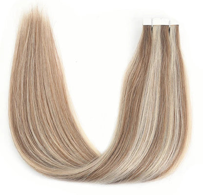 ZURIA Mini Tape-in Hair Extensions – Human Hair, Seamless, Invisible, Hypoallergenic (12-24 Inch)
