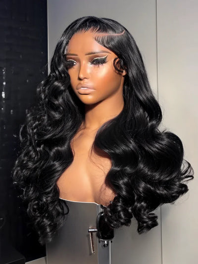 Long 26+ Inch Body Wave Lace Front Wig – Transparent Swiss Lace, 100% Human Hair