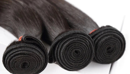Premium Straight Human Hair Weave - Machine Double Weft, Straightened, Can Be Permed, Autumn-Ready, Suitable for Darker Dyes