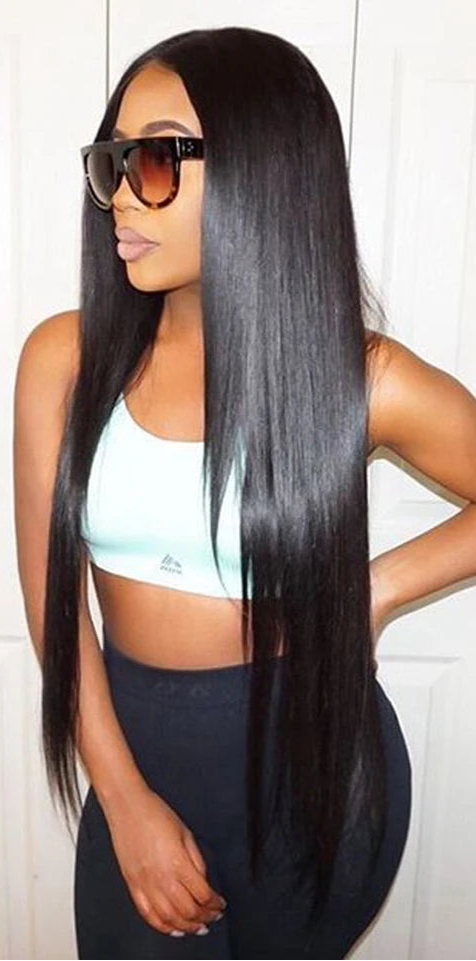 Younsolo Straight Virgin Hair Bundles – Human Hair Extensions, Natural Black, 8''-30''