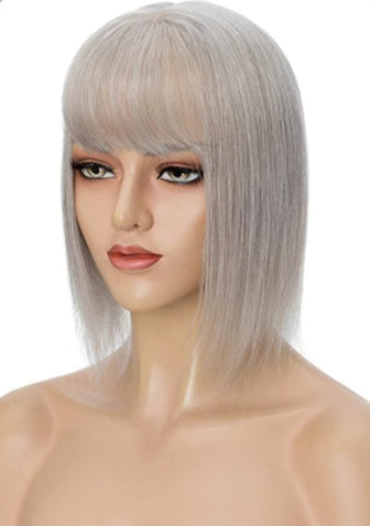 Human Hair Topper with Bangs – Silk Base, 100% Real Hair, Multiple Colors & Lengths