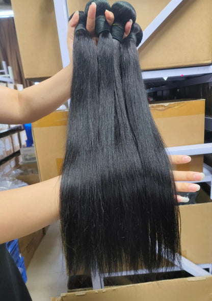 Peruvian Straight Human Hair Bundles – 100% Virgin Hair, Machine Double Weft, Fast Delivery