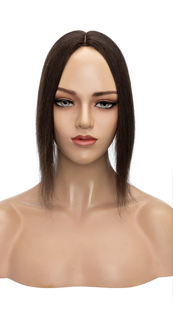 Silk Base Human Hair Toppers for Women – 100% Real Hair, Straight, Natural Volume