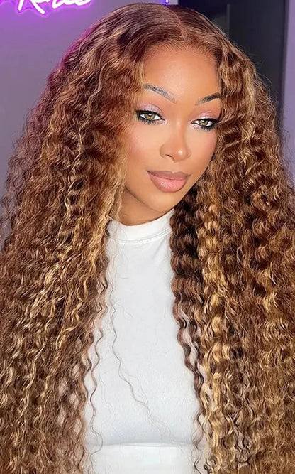 Long Deep Wave Lace Front Wig – 100% Human Hair, Glueless, Transparent Swiss Lace, 26+ Inches