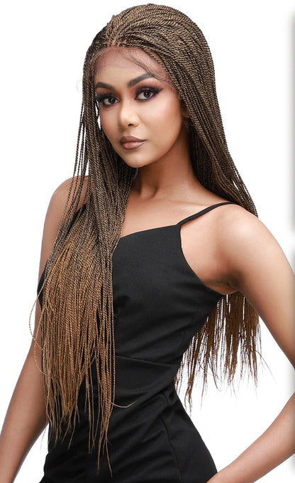 30-Inch Box Braids Lace Front Wig – Senegalese Twist Braided Wig for Women, Heat Resistant Synthetic with Baby Hair