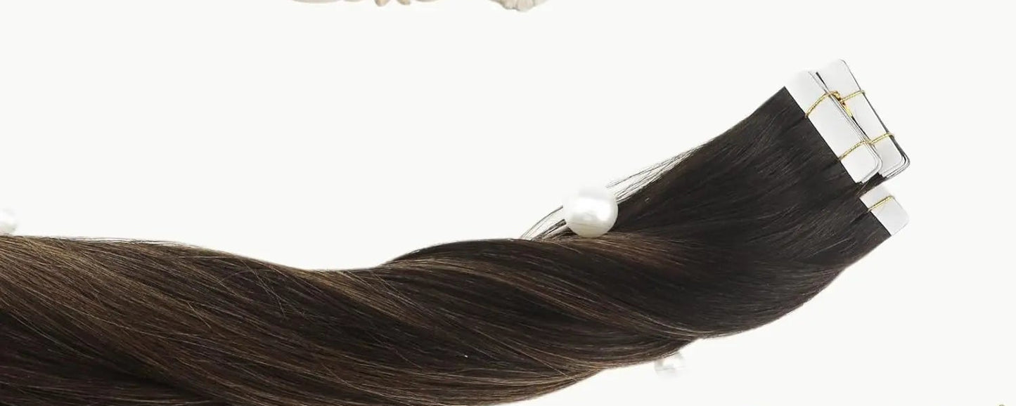 VeSunny Real Tape-In Hair Extensions | Seamless Skin Weft, Natural & Silky Straight, 12-24 Inch