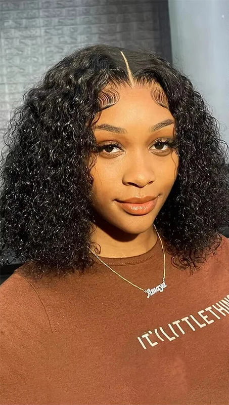 Malaysia Deep Wave Lace Front Wig – 100% Remy Human Hair, 13x6 or 13x4 Frontal, Transparent Lace, Natural Texture
