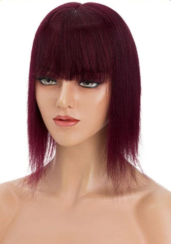 Human Hair Topper with Bangs – Silk Base, 100% Real Hair, Multiple Colors & Lengths