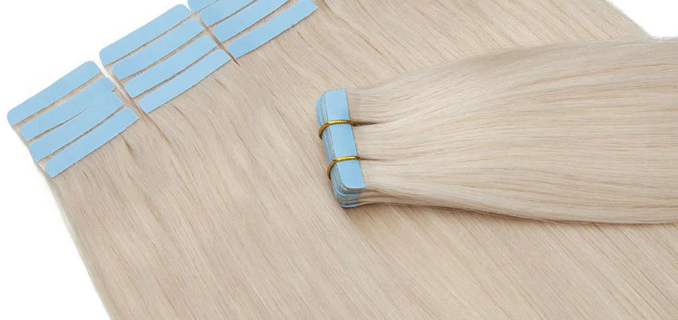 Luxury Tape In Hair Extensions – 100% Real Human Hair, Straight Texture, Black/Brown/Blonde, 16"-24", Thick & Seamless for Volume and Length