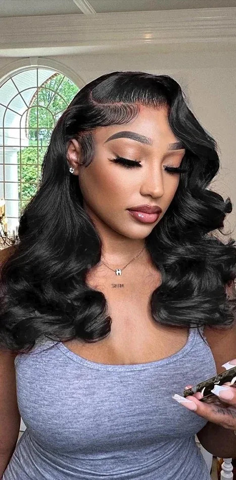 Body Wave Lace Front Wig – 100% Human Hair, 180%-200% Density, 13x4 Frontal, Natural Color