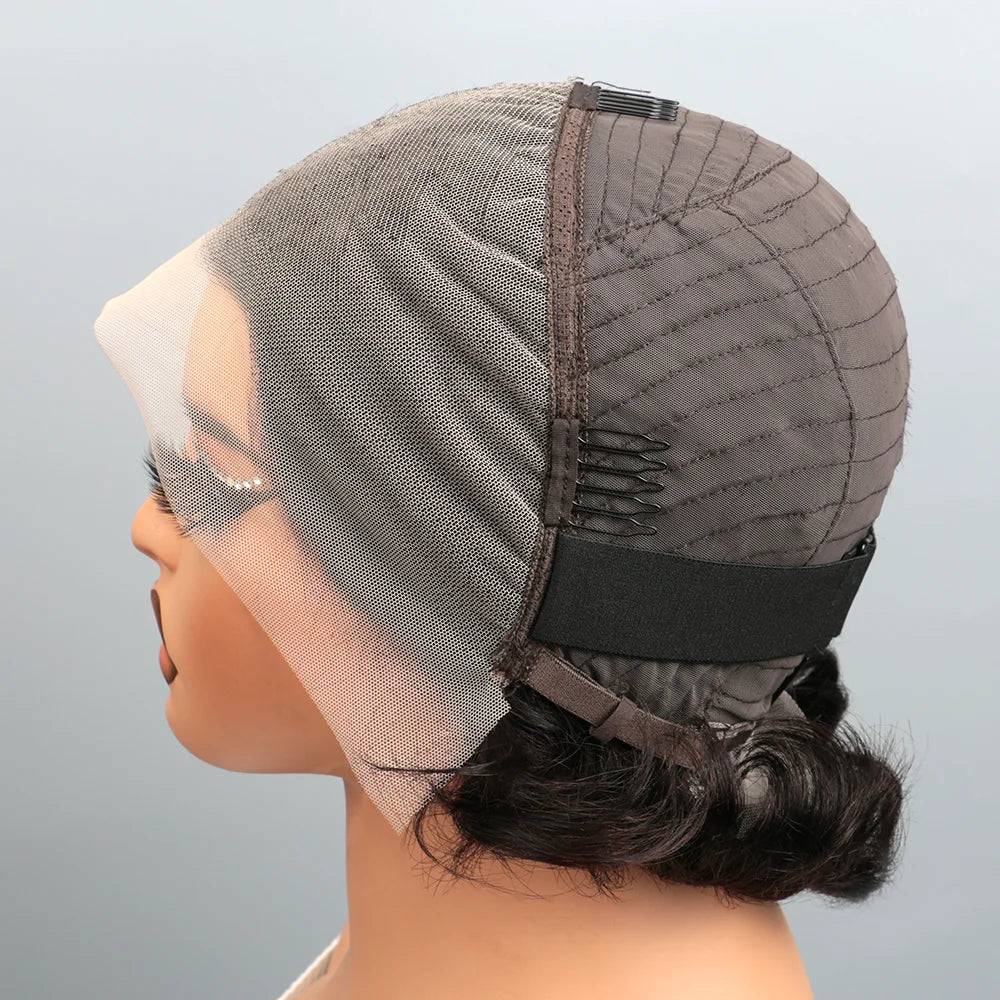 Short Curly Lace Front Wig – 100% Human Hair, Transparent Swiss Lace, Customizable Style