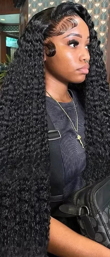Long 26+ Inch Deep Wave Transparent Lace Frontal Wig – 100% Human Hair, Pre-Plucked, HD Lace