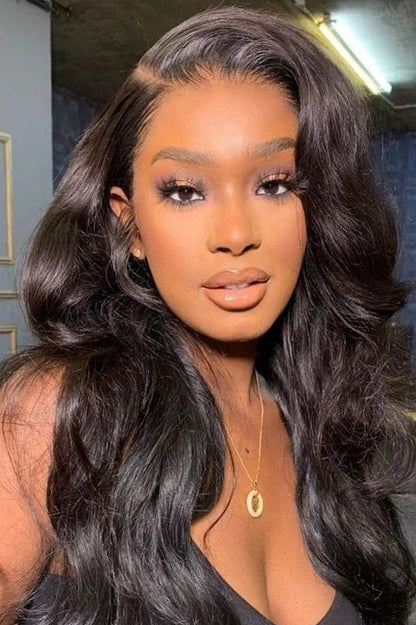 30-32 Inch Wavy Lace Front Wig – High-Temperature Fiber, Natural Style with Middle, Side & Free Parting Options