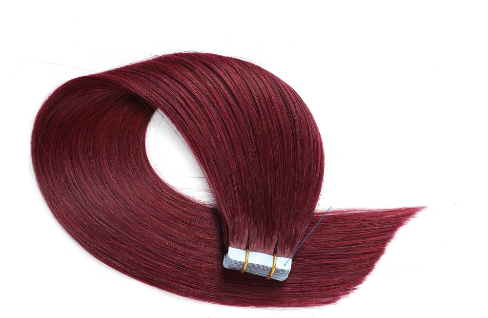 Salon Quality Straight Tape-In Hair Extensions | 100% Premium Human Hair, 20 Pcs/Lot, Reusable Blue Tape