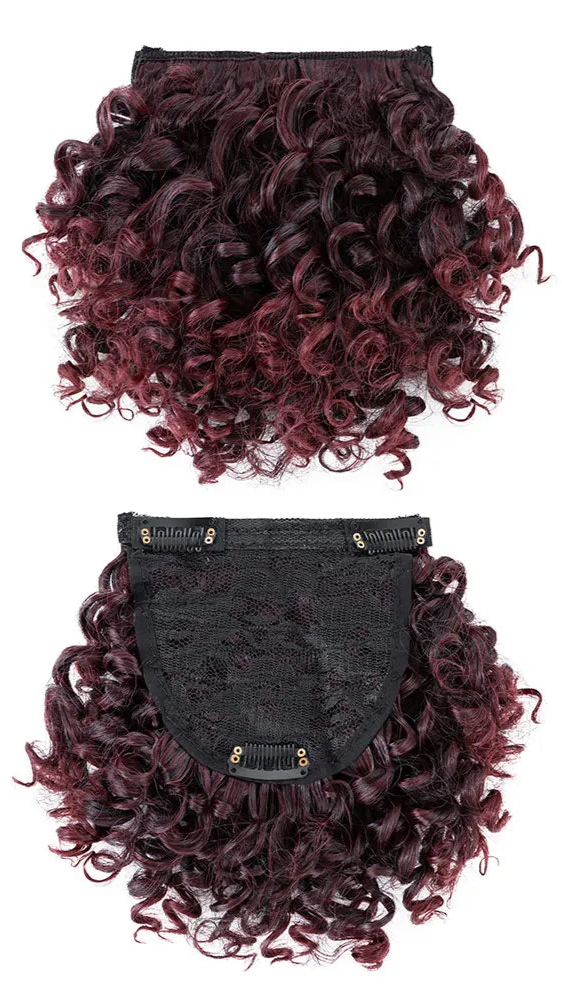 Natural-Looking Afro Clip-In Blunt Bangs – High-Temperature Synthetic Fiber, 6-8 Inch