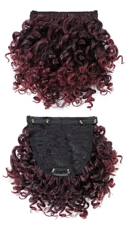 Natural-Looking Afro Clip-In Blunt Bangs – High-Temperature Synthetic Fiber, 6-8 Inch