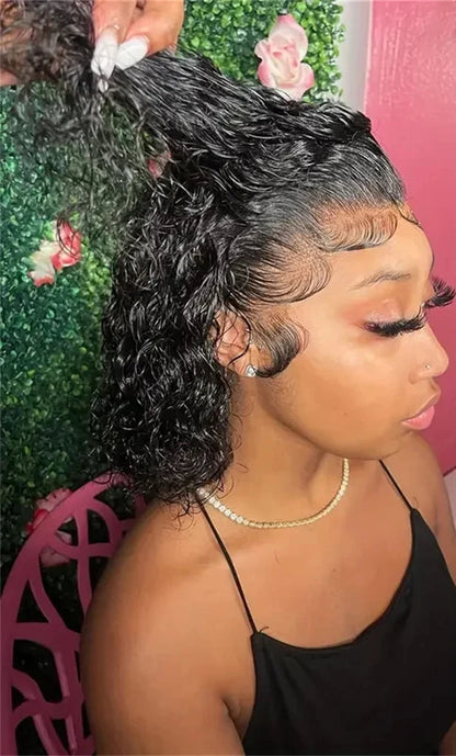 Deep Wave Lace Front Bob Wig – 13x4 HD Lace, 180% Density, Natural Pre-Plucked Hairline, 4-16 Inches