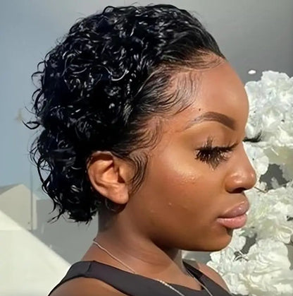 Short Curly Pixie Cut Lace Front Wig – Hair, 13x4 Transparent Swiss Lace