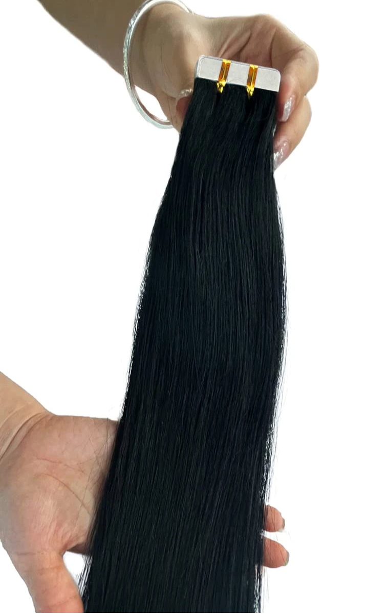 Virgin Straight Tape-In Hair Extensions | 100% Virgin Hair | Sleek, Soft & Reusable