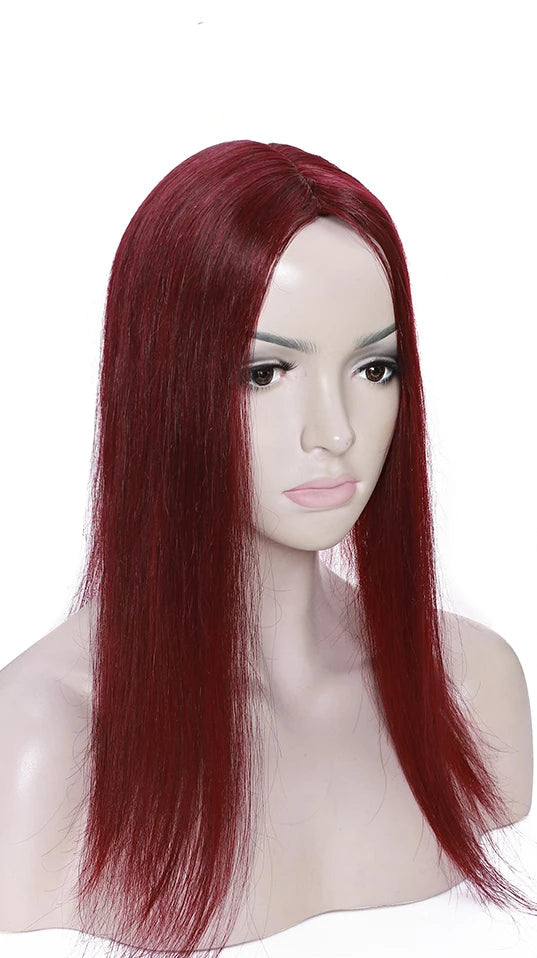 Silk Base Human Hair Toppers for Women – 100% Real Human Hair, Straight, Center-Parted, Multiple Lengths & Colors