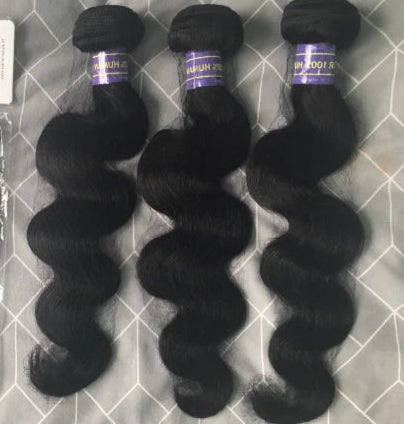 Premium Body Wave Human Hair Bundles – 3/4 Bundles, Natural Black, No Shedding, Can Be Dyed and Bleached