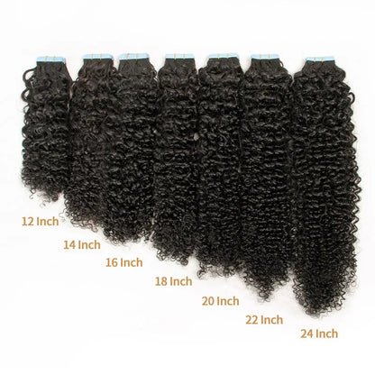 Premium 100% Human Hair Tape-In Extensions – Silk Straight, Body Wave, Kinky Curly, Water Wave | 12-26 Inch, 20-80 Pieces