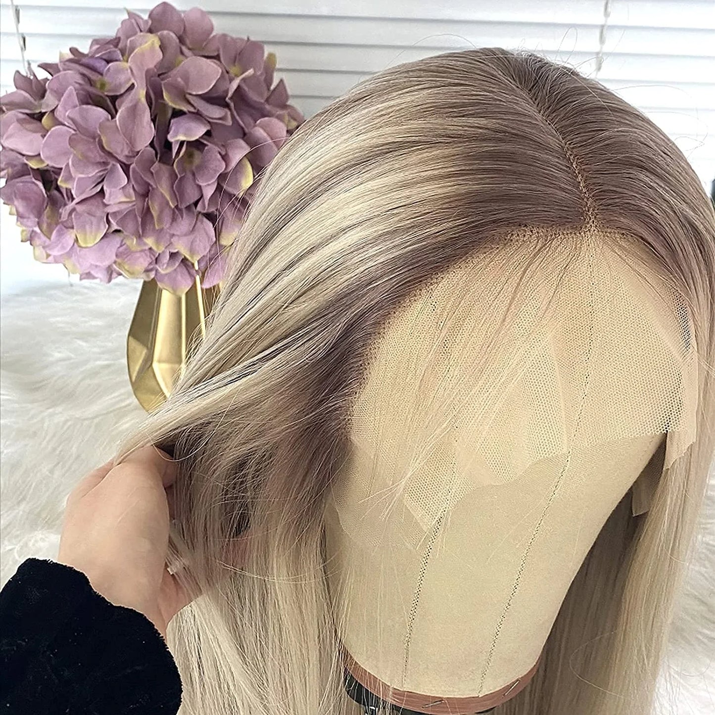 Curly T-Part Glueless Synthetic Lace Wig for Women – Natural Light Brown Lace, Comfortable & Affordable