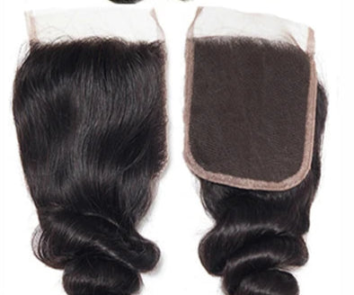 Vallbest Loose Wave Human Hair Bundles With 4x4 Lace Closure - 100% Natural & Dye-Ready