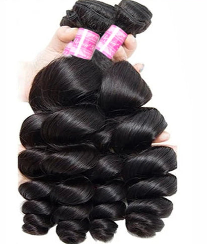 Vallbest Loose Wave Human Hair Bundles With 4x4 Lace Closure - 100% Natural & Dye-Ready