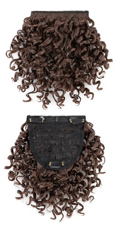 Natural-Looking Afro Clip-In Blunt Bangs – High-Temperature Synthetic Fiber, 6-8 Inch