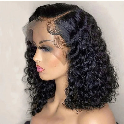 Short Deep Wave Wig – 100% Brazilian Remy Hair, Lace Front & Closure Options (4-16 Inches)