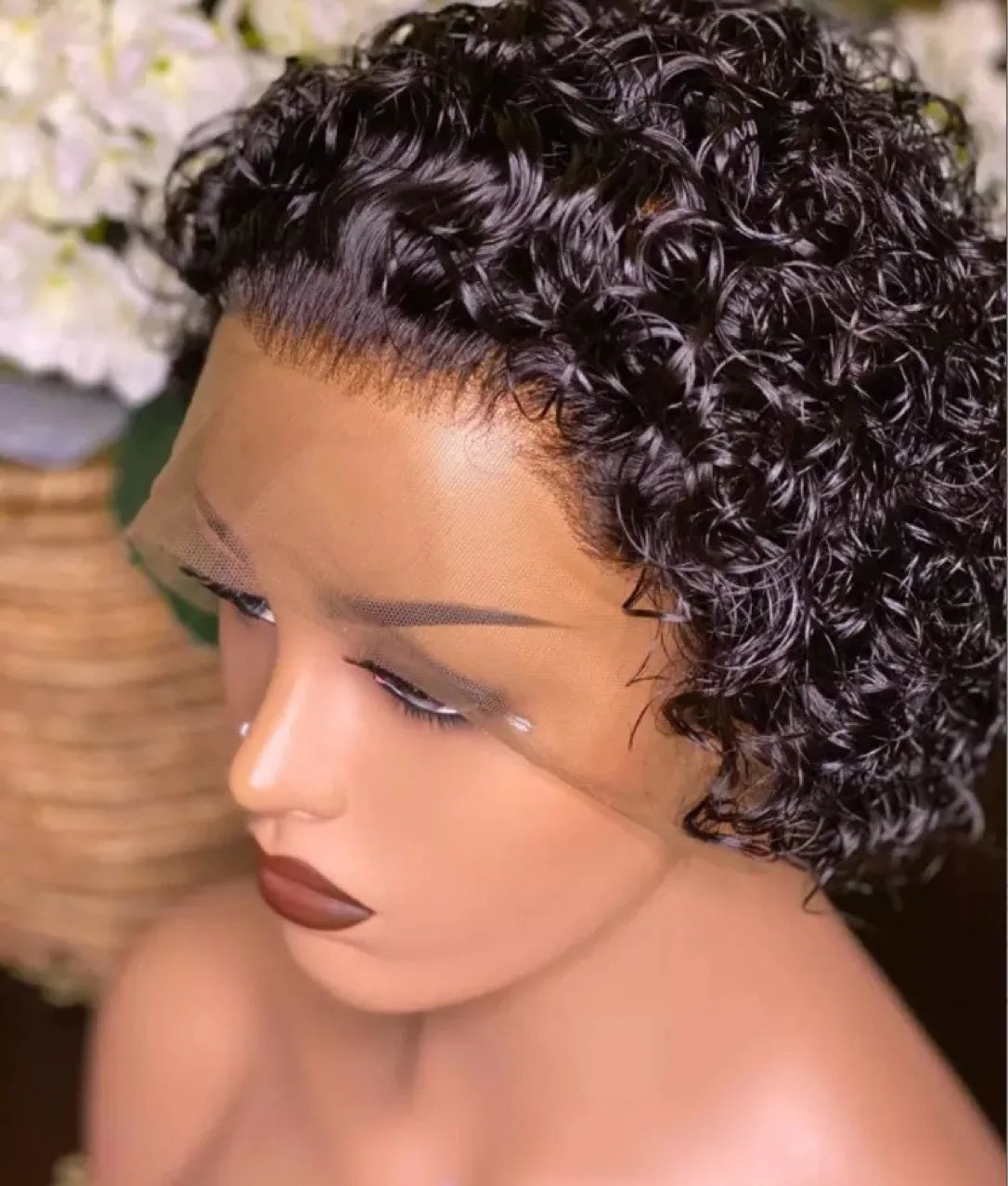 Short Curly Deep Part Lace Wig –  Hair with Transparent Swiss Lace